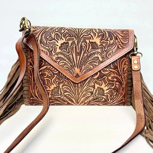 American Darling Handbags - American Darling ADBGK104 Envelope Hand Tooled Genuine Leather Women Bag